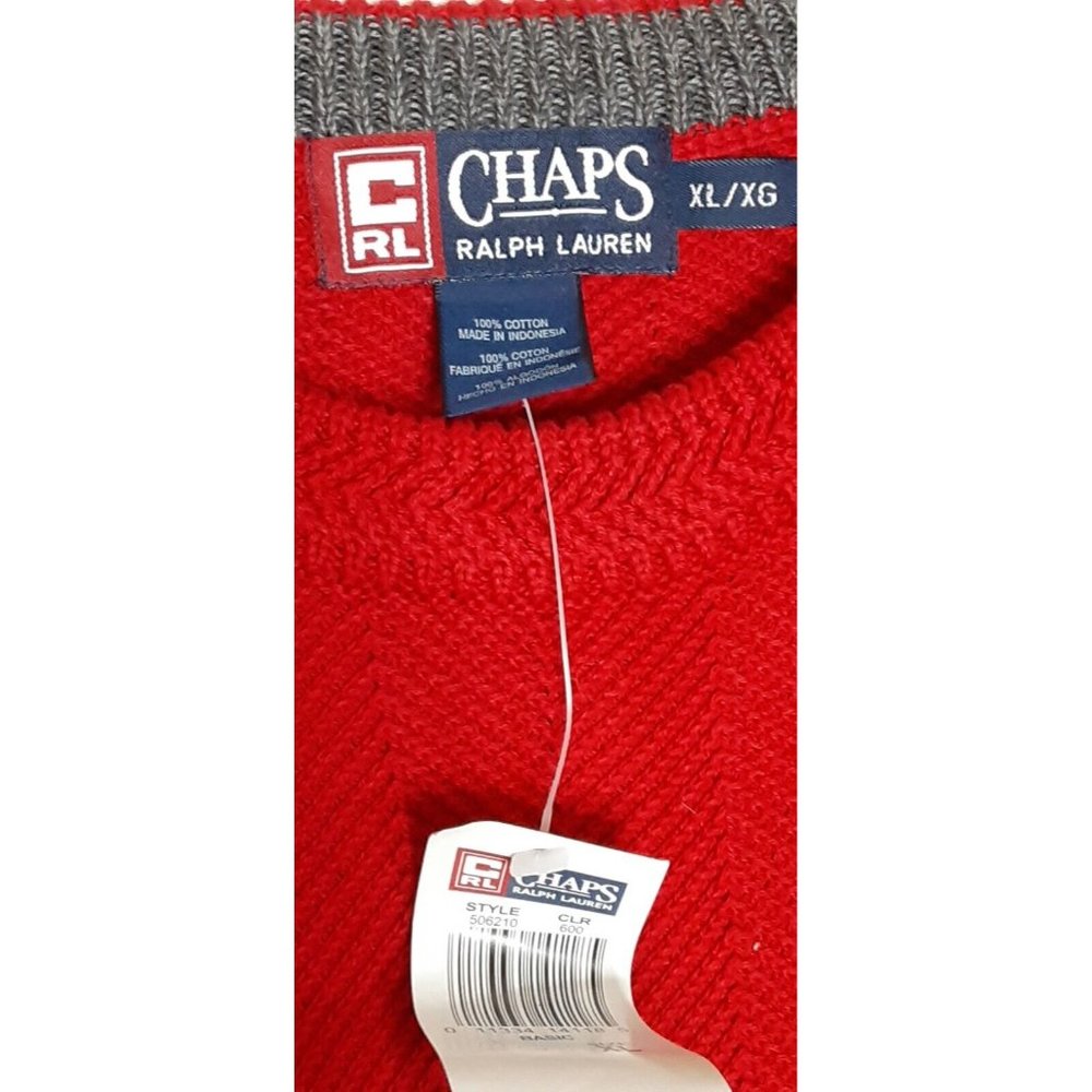 Vintage Chaps Ralph‎ Lauren Mens XL Red Pullover Sweater Crew Neck Cotton… - Picture 3 of 7